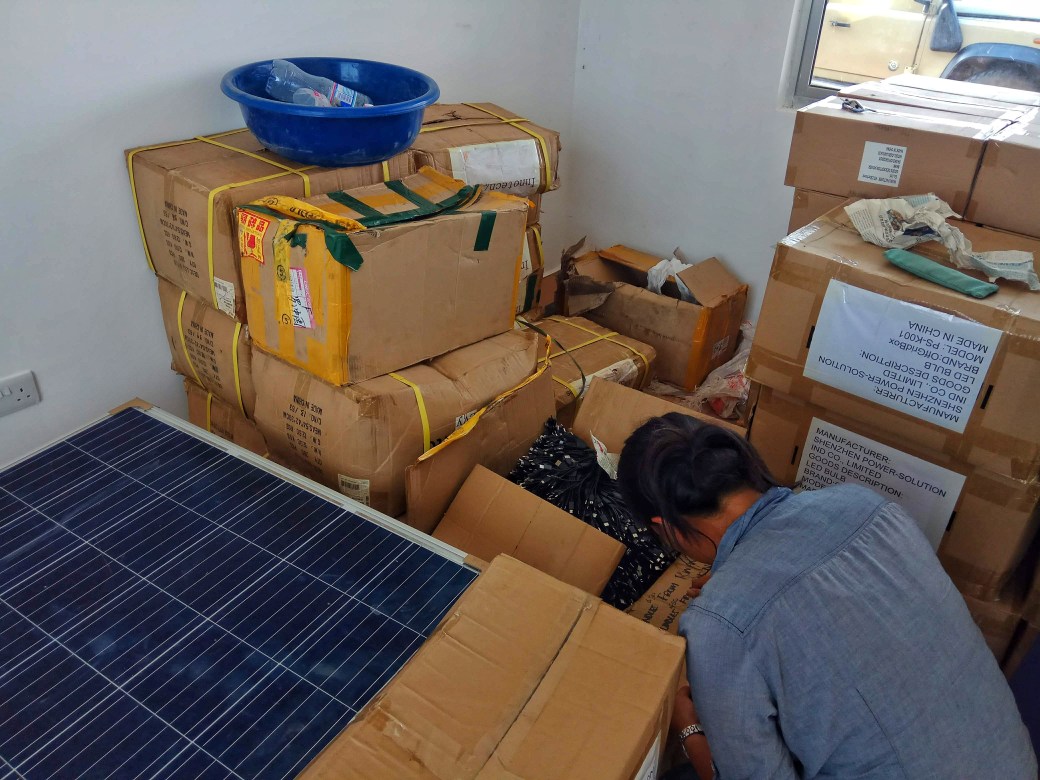 A store room filled with OffGridBox inventory